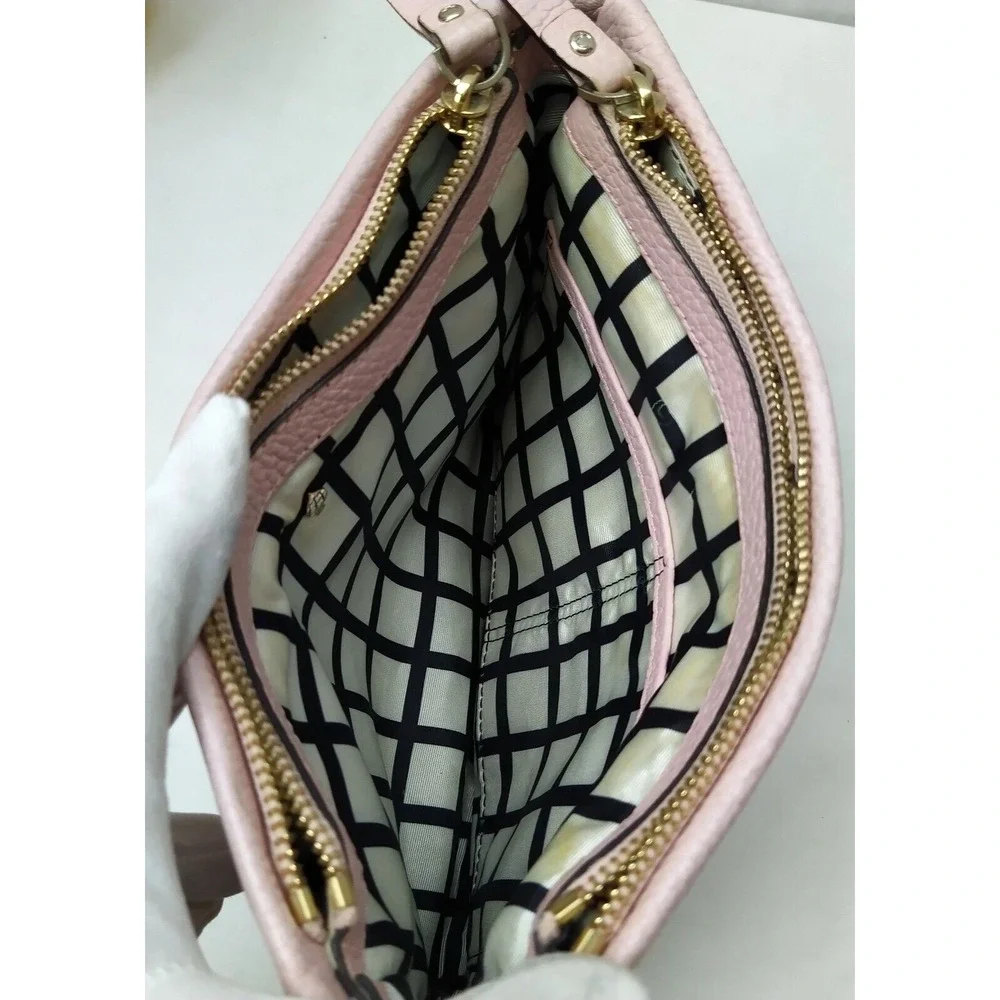 Kate Spade New York Pink Pebbled Leather Double Zipper Closure Crossbody Bag